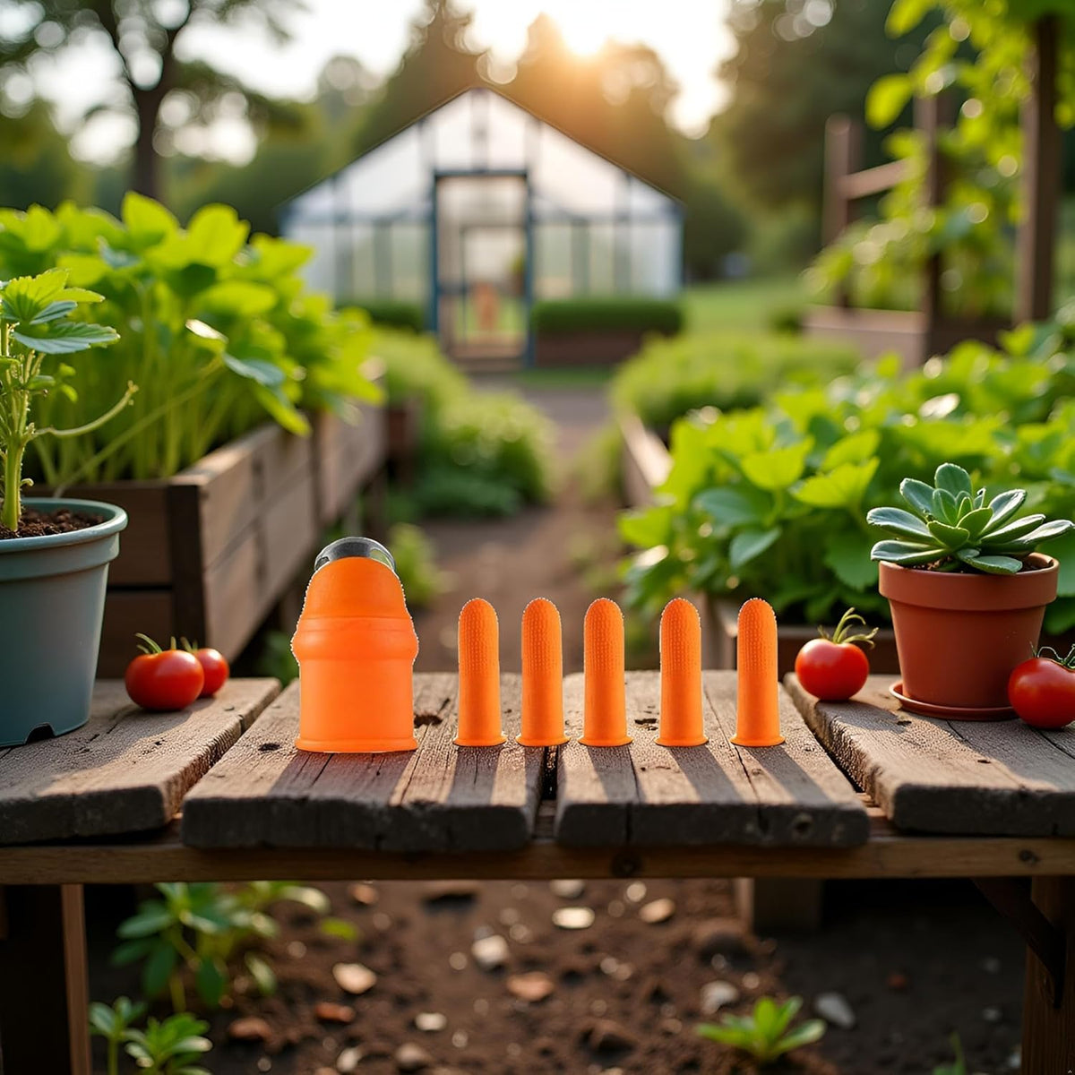 Orange Silicone Thumb Cutter Set, Separator Finger Plant Fruit Picking Tool,Fruit and Vegetable