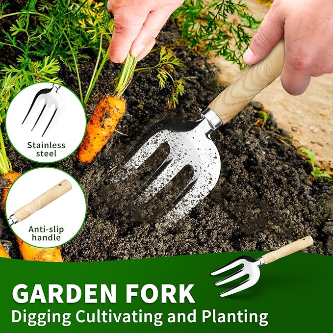 Garden Tool Set, 5 Pcs Gardening Tool Set with Weeder Puller, Dibber, Transplanter, Big Trowel