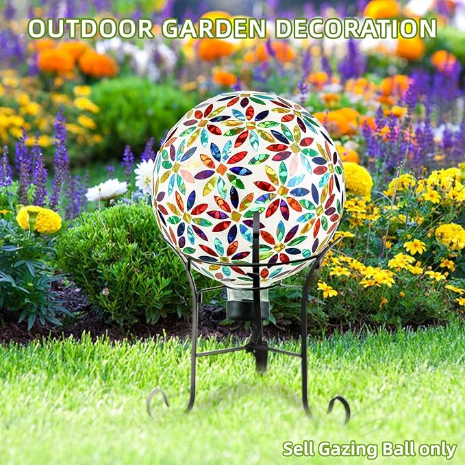 VOREEN Mosaic Glass Gazing Ball Outdoor Gazing Globe, Handmade Reflective Ball Yard Decoration for