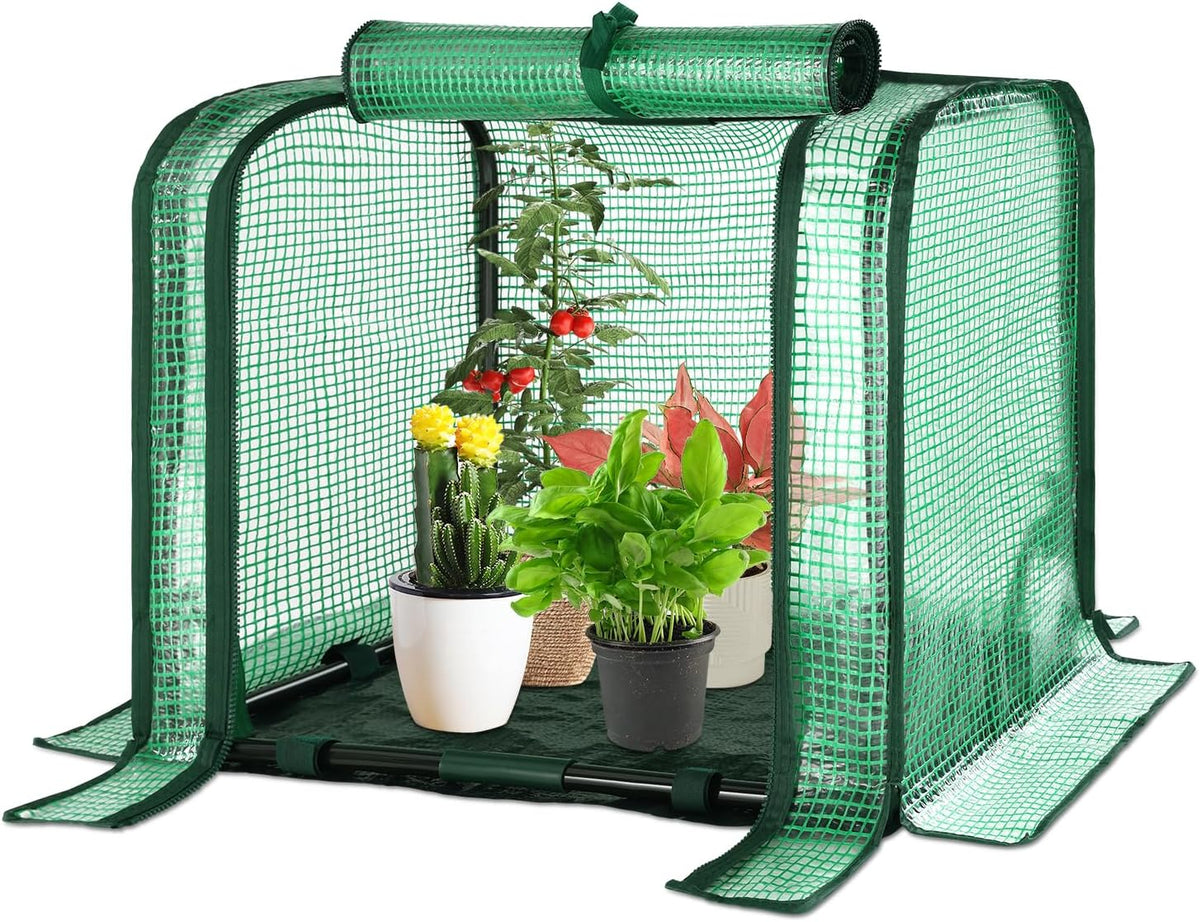 U'Artlines Portable Mini Greenhouse Small Green House with Waterproof Pad 23x13x17 Inch Plant Cover