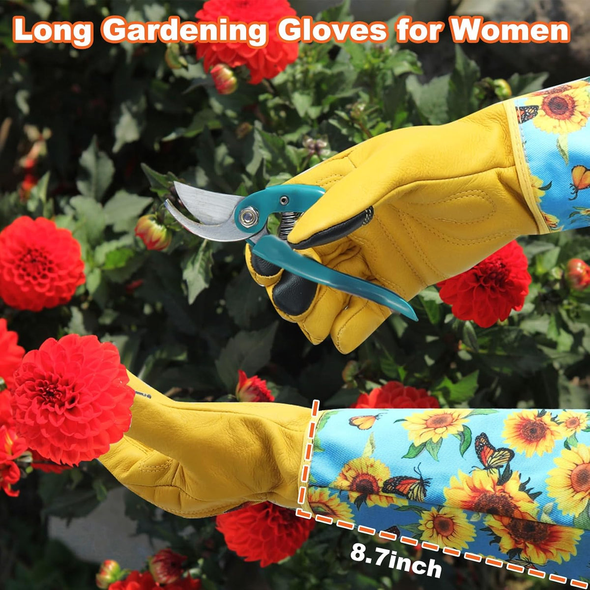 DLY Gardening Gloves for Women, Rose Gloves Gardening Thorn Proof, Long Garden Gloves for Women