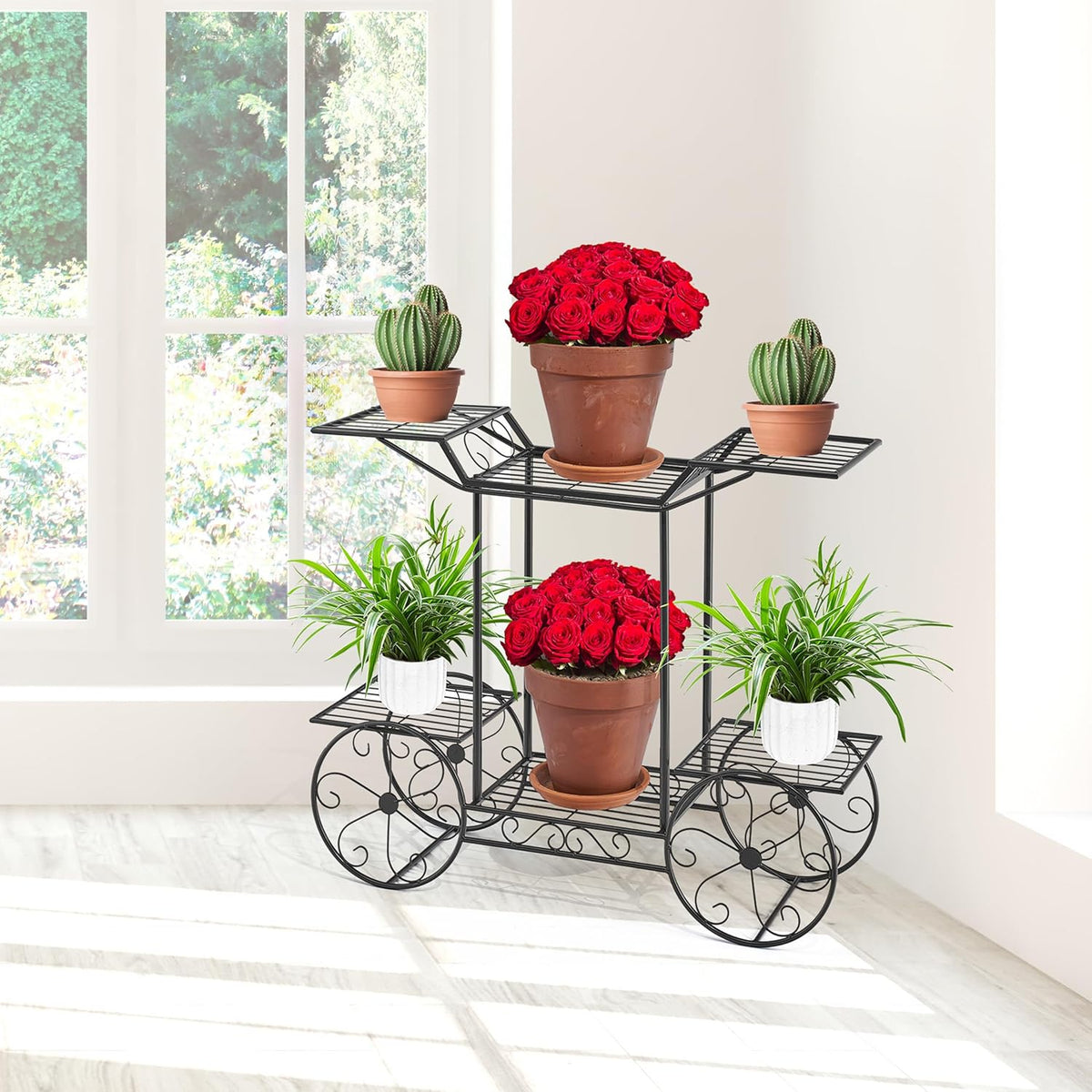 Sorbus® Garden Cart Stand & Flower Pot Plant Holder Display Rack, 6 Tiers, Parisian Style - Perfect