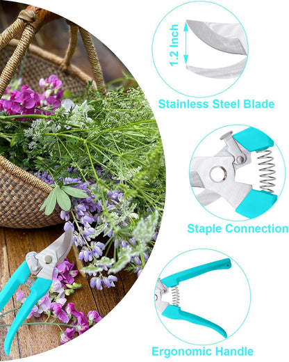 Pruning Shears for Gardening, 2 Pack Garden Scissors for Cutting Fresh Flowers, Floral Clippers for