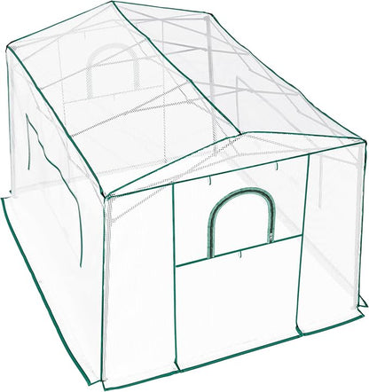 8.7'x 6.6'x 7' Small Walk-in Greenhouse for Outside & Indoor with 2 Roll-up Zipper Doors, 4