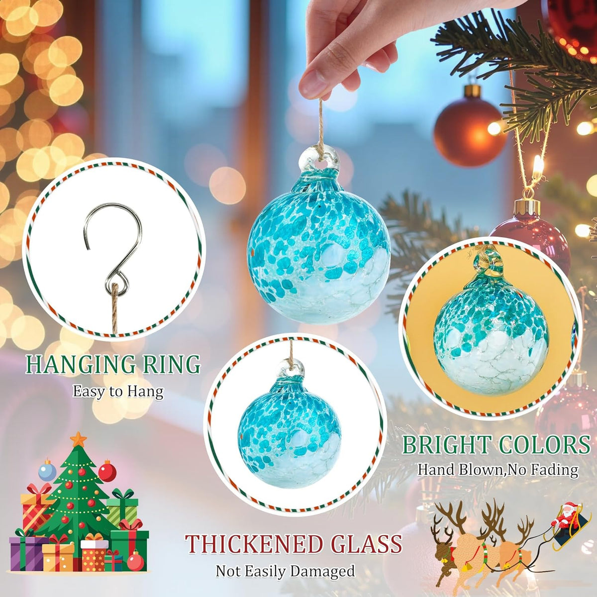 Hand Blown Glass Gazing Balls for Garden Hanging Friendship Balls Christmas Ball Ornaments for Xmas
