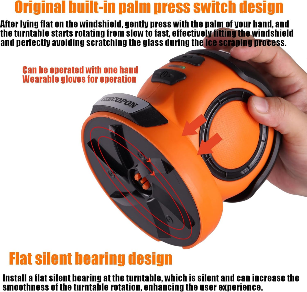 3-in-1 Electric Ice Scraper for Cars & Home – Cordless Handheld Defroster, Cleaner & Polisher, 500