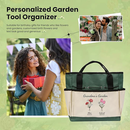Personalized Garden Tools Set for Women: Custom Text Garden Tool Bag and Garden Shovel & Transplant