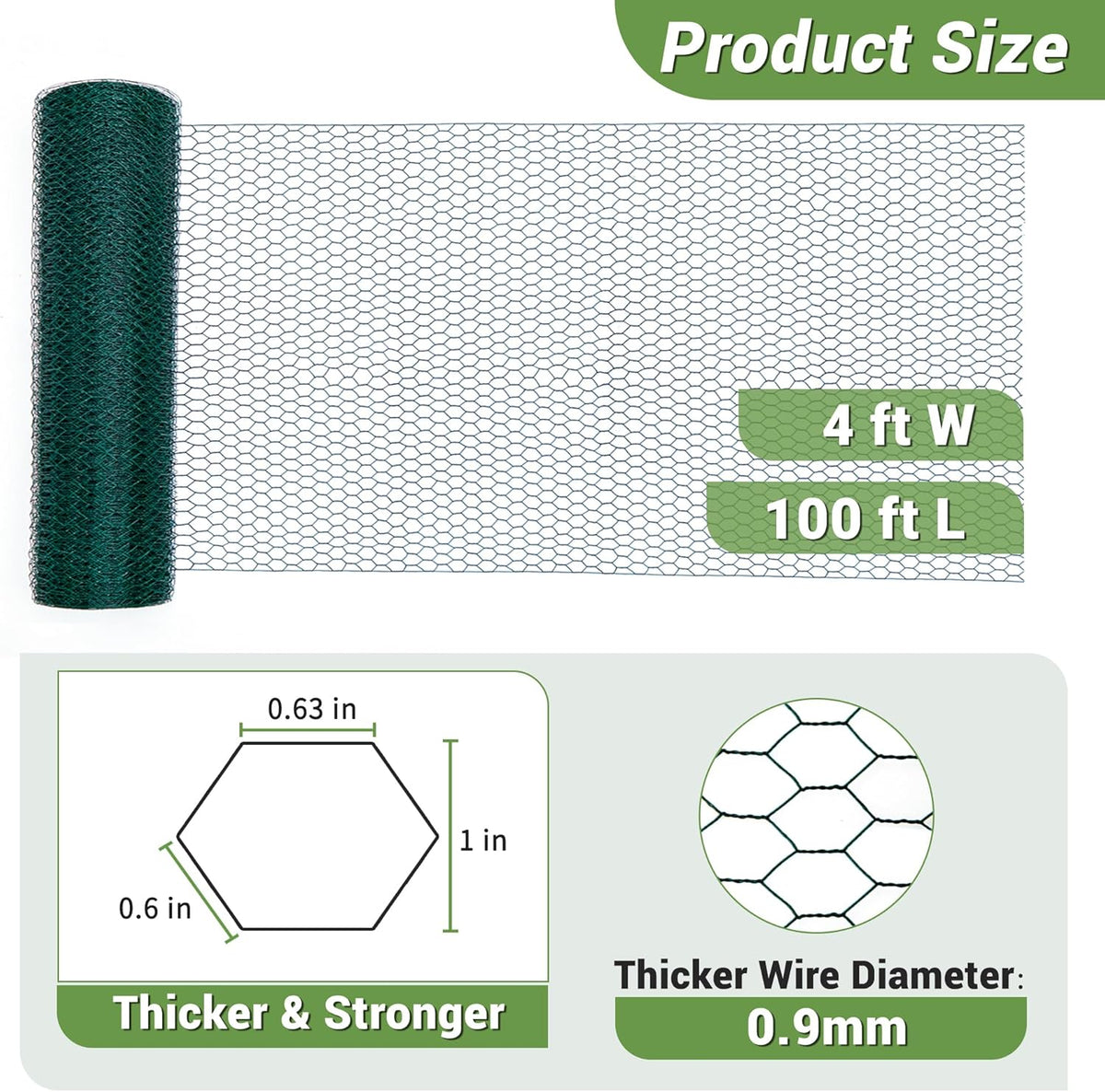 Chicken Wire Fencing Mesh, Galvanized Hexagonal Floral Chicken Wire, Outdoor Anti-Rust Poultry