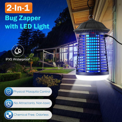 Bug Zapper Indoor Outdoor with LED Light, ZECHUAN Mosquito Killer Lantern, Electronic Fly Trap