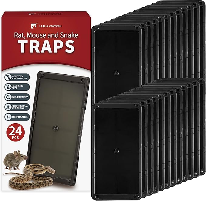 LULUCATCH Super Glue Traps 24 Pack for Mice & Snakes, Larger, Heavier Sticky Traps with Non-Toxic