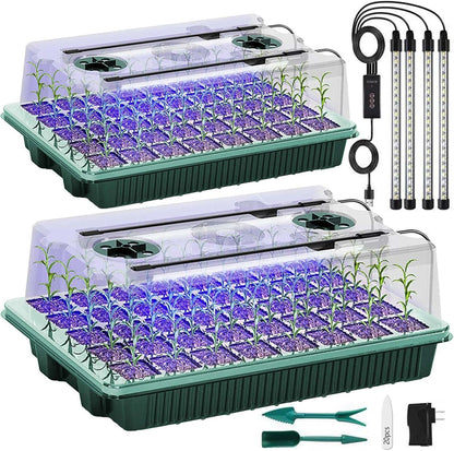 Seed Starter Tray with Grow Light, 2 Packs 80 Cells Seed Starting Kit Seedling Starter Trays with