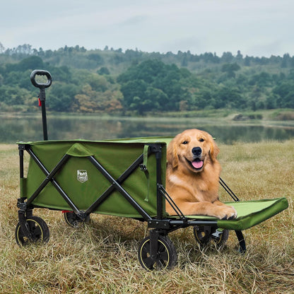 TIMBER RIDGE 49" Extra Long Collapsible Folding Wagon with Tailgate and Brakes, 300lbs Heavy Duty
