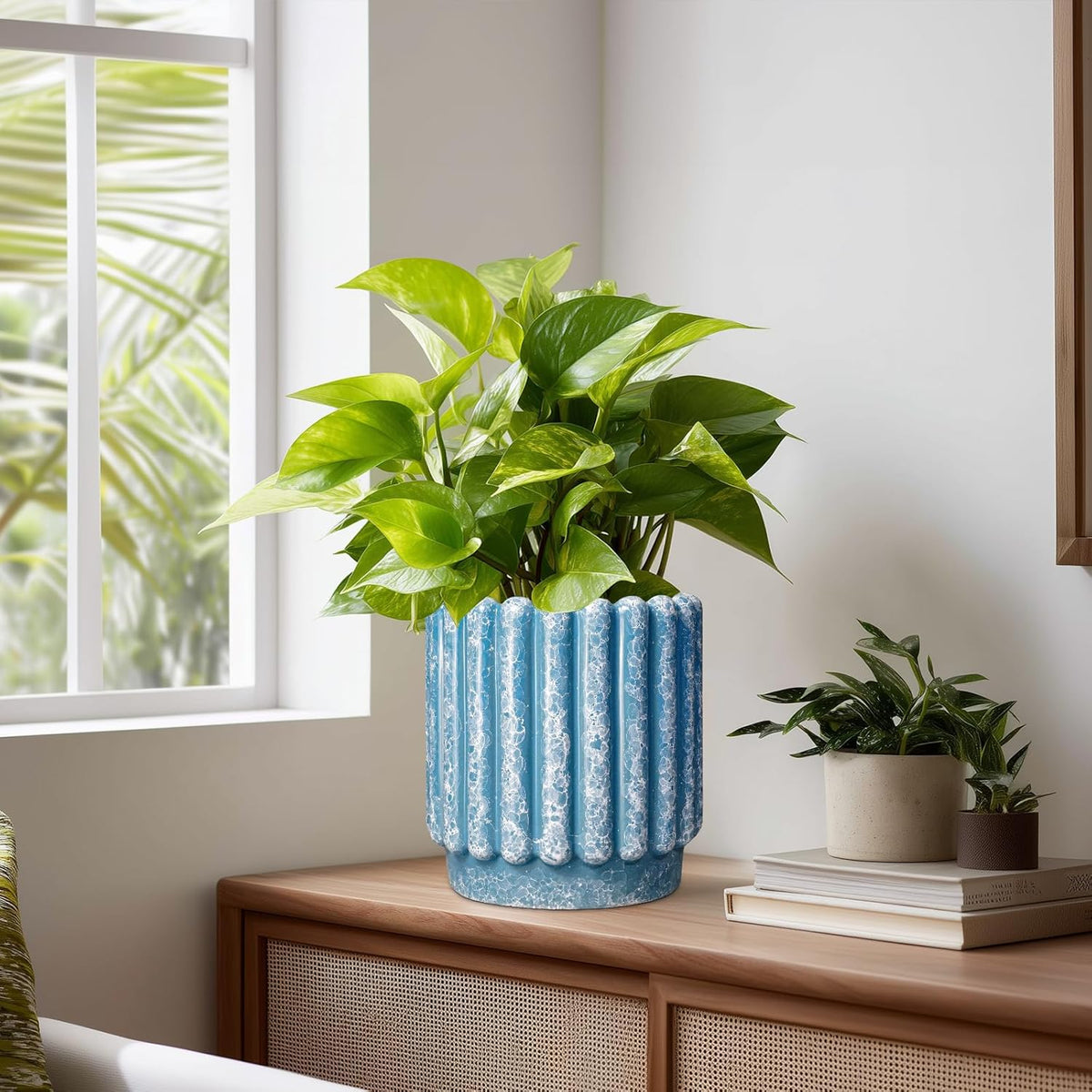 Ceramic Planter - 7.6 Inch Ceramic Plant Pots with Drainage Hole, Decorative Flower Pots for Indoor