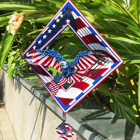 Eagle Wind Spinners for Yard and Garden,Wind Spinner Hanging,3D Metal Wind Catchers,12in American