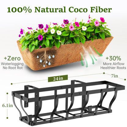 VOXOR Railing Planter Boxes, Heavy Duty Window Box Planters, Adjustable Balcony Planters for