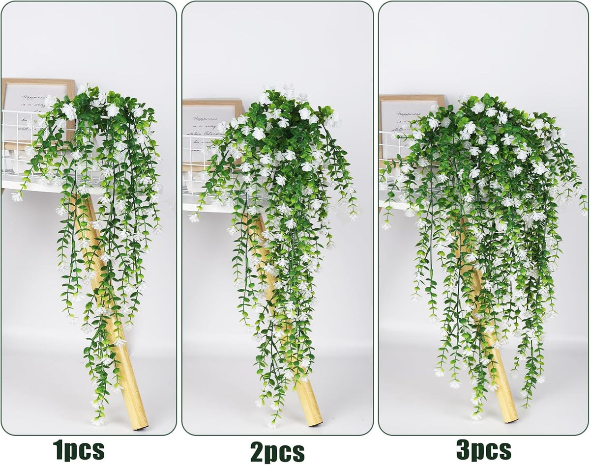 RECUTMS Artificial Hanging Plants Fake Hanging Plant Faux Eucalyptus Leaf Greenery Vine Outdoor UV