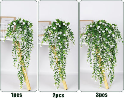 RECUTMS Artificial Hanging Plants Fake Hanging Plant Faux Eucalyptus Leaf Greenery Vine Outdoor UV