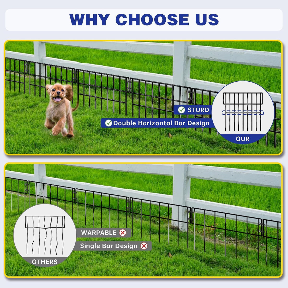 25 Panels Animal Barrier Fence, 27 Ft(L) X 13 in(H) No Dig Garden Edging Border for Yard, Anti