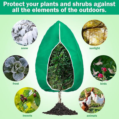 2 Pcs Plant Covers Freeze Protection Extra Large Frost Cloth Plant Covers with Zipper Drawstring