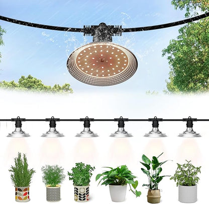 6-Light Outdoor LED Grow Lights – Waterproof Full Spectrum Greenhouse Lights for Plants, 21.3FT