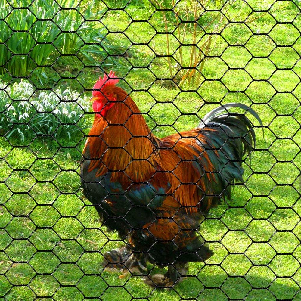 PVC Hexagonal Poultry Netting Chicken Wire 48 inches x 150 feet x 1 inch Mesh 20GA Black