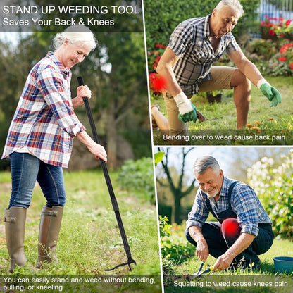 Weed Puller Tool - Stand Up Heavy Duty Weeding Tool with 47.8'' Long Handle, Foot Platform Design &