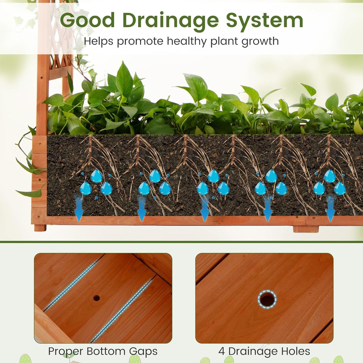 S AFSTAR 77-Inch Raised Garden Bed with Arch Trellis, Hanging Roof & Drainage Holes, Vertical Plant