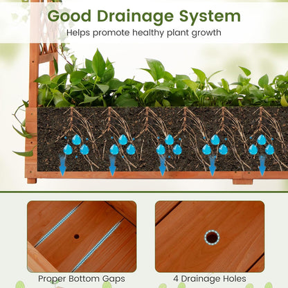 S AFSTAR 77-Inch Raised Garden Bed with Arch Trellis, Hanging Roof & Drainage Holes, Vertical Plant