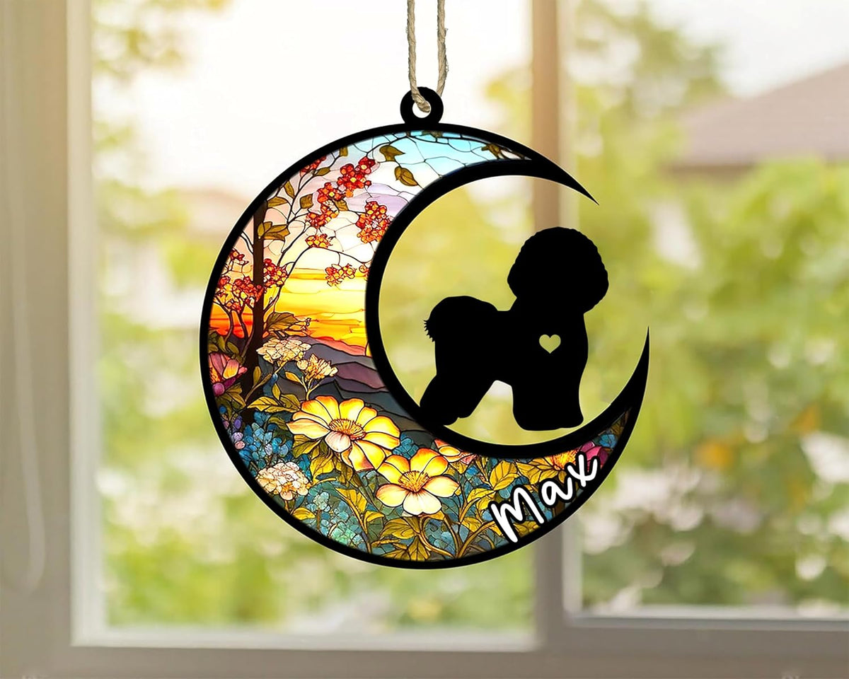 Personalized Dog Memorial, Custom Name Bichon Frise Dog Christmas Ornament with Name, Custom