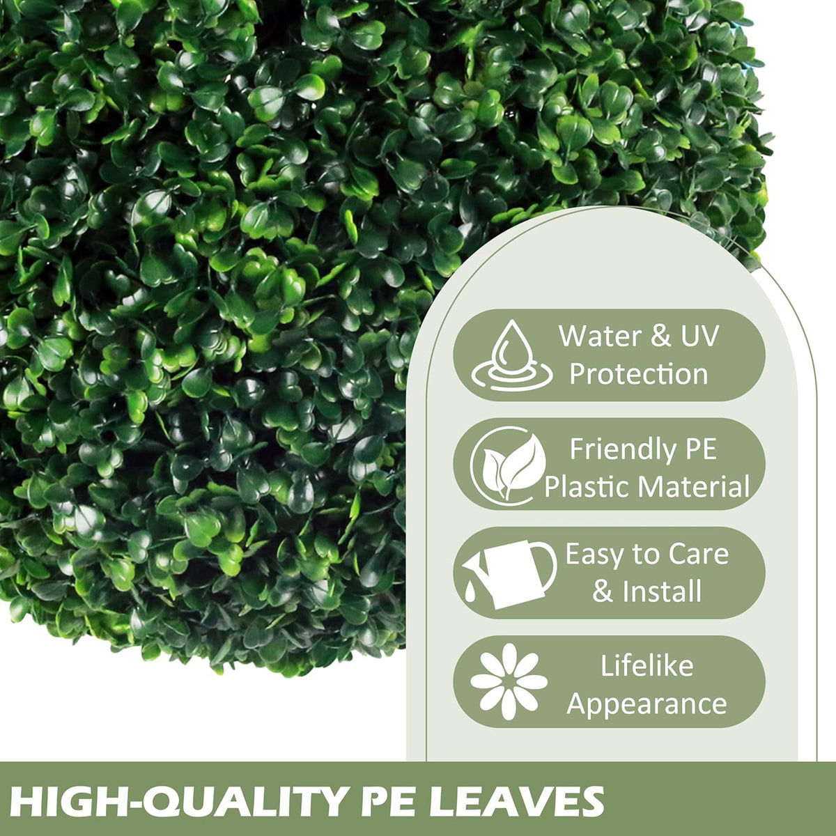 Ogrmar 2 PCS 13.7 inch 2 Layers Artificial Plant Topiary Ball Faux Boxwood Decorative Balls for