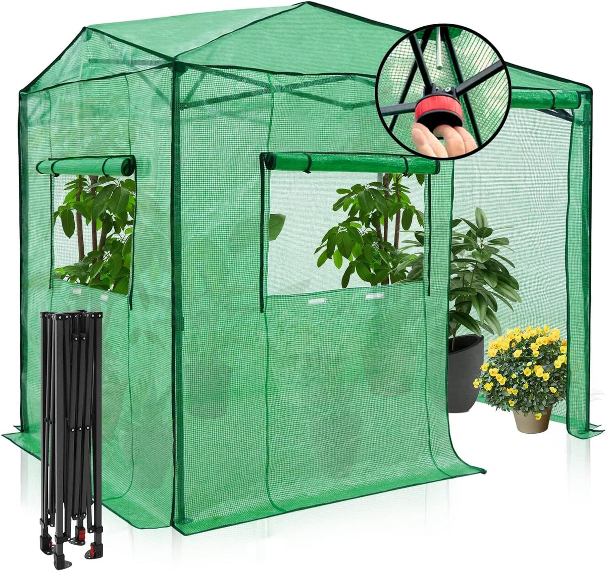 EAGLE PEAK Instant Pop-up Greenhouse, Indoor Outdoor Plant Gardening Green House, Roll-Up Zipper