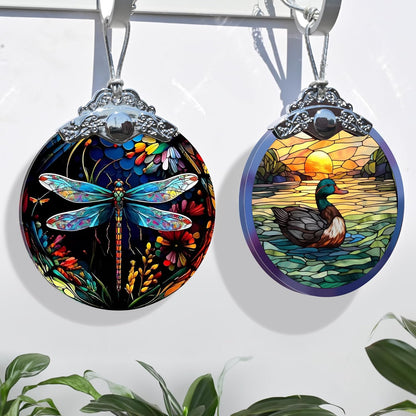 Christmas Dragonfly Ornament - Stained Glass Decor for Tree, Holiday Decorations and Xmas Gift Ideas