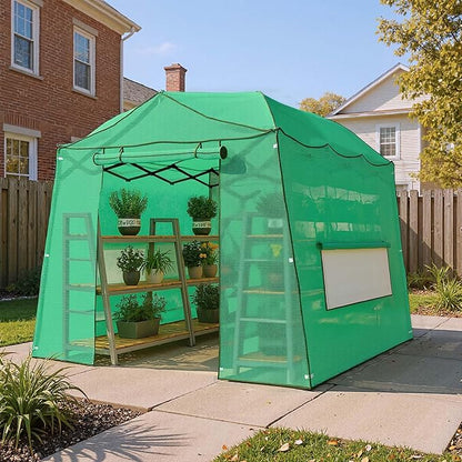 11 x 8.5 FT Walk-in Greenhouse, Portable Pop-up Green House 3 Adjustable Hights Heavy Duty Plant