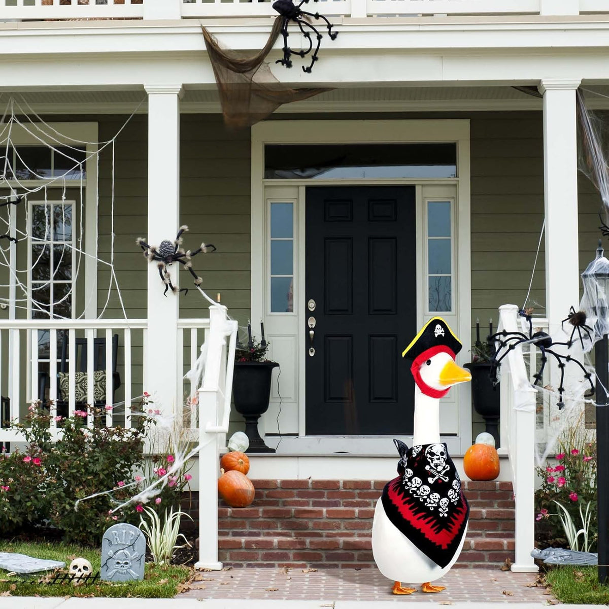 Halloween Pirate Lawn Porch Goose Outfit 23"/ 17'' Pirate Style with Bandana and Hat Costume Cement