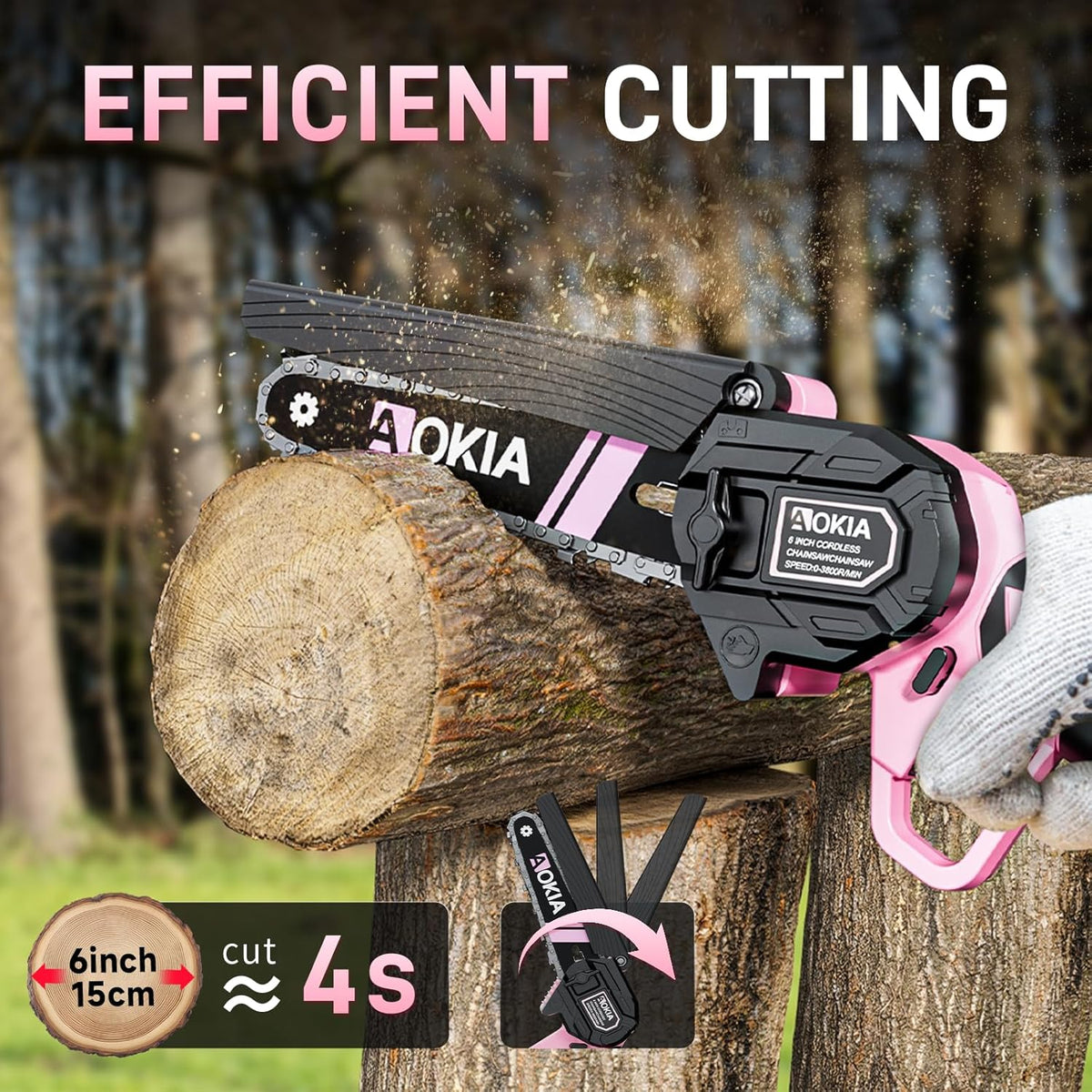 Cordless Mini Chainsaw 21V,6In Electric Chainsaw,Handheld & Portable Power Chain Saw for Tree
