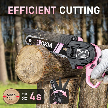 Cordless Mini Chainsaw 21V,6In Electric Chainsaw,Handheld & Portable Power Chain Saw for Tree