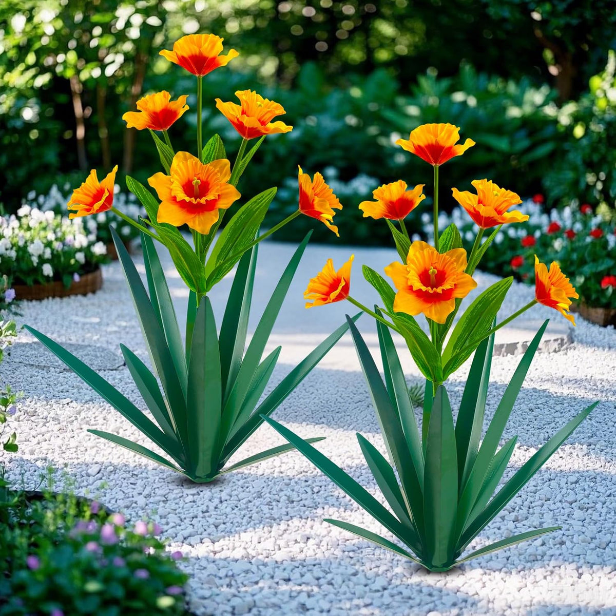 Homight Metal Agave Plant Outdoor Decoration Outdoor Garden Decoration Daffodils Flowers Mexican