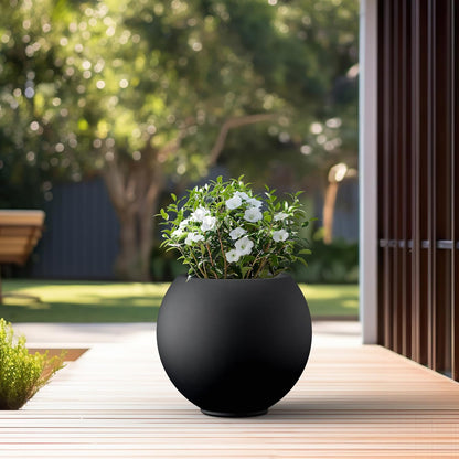 Kante Round Concrete Flower Pot, 19.3 Inch Dia (14" Opening) Sphere Shape Design Planter with
