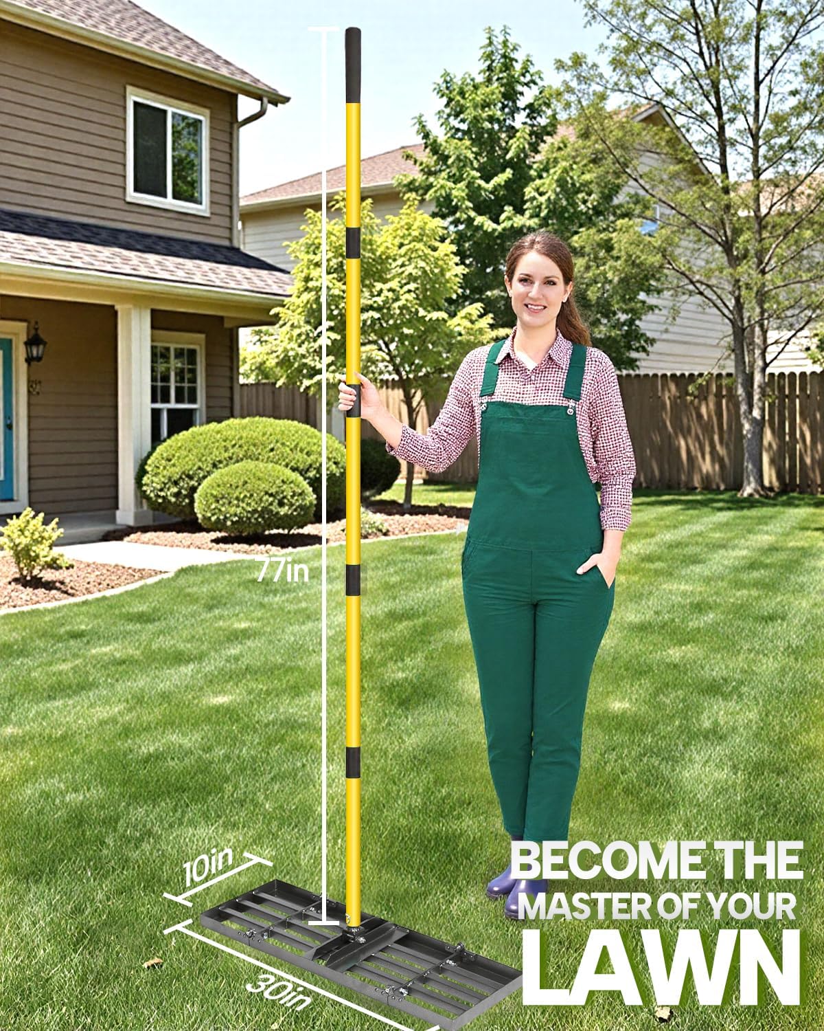 Joyhalo Lawn Leveling Rake, 36 Inch Yard Lawn Leveling for Soil with 78" Adjustable Steel Handle