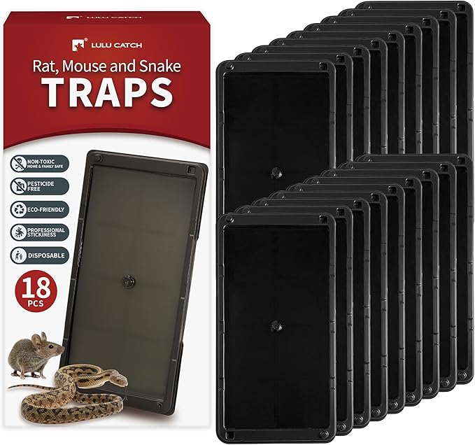 LULUCATCH Super Heavier Mouse Traps 18 Pack for Mice & Snakes with Non-Toxic Glue. Larger Sticky