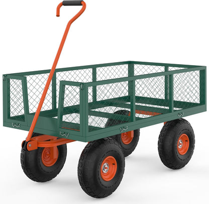 Versatile Garden Cart for Lawn and Yard with Heavy Duty Steel, 900 Lbs Capacity Mesh Steel Garden