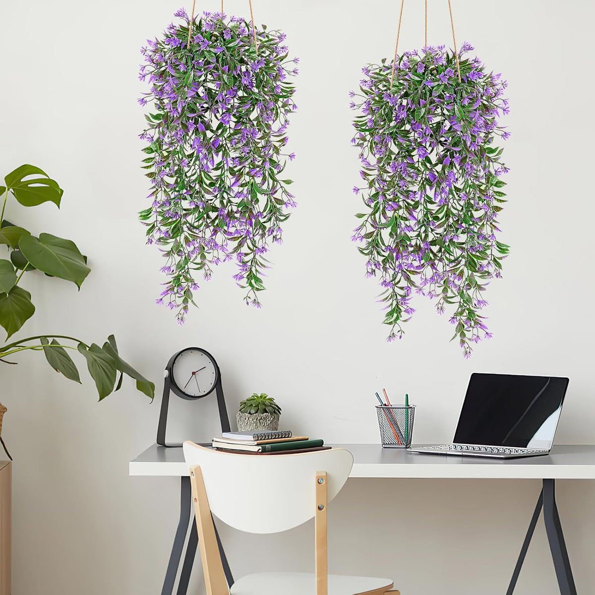 TOCHGREEN 4Pcs Artificial Hanging Plants Fern Vine, Faux Plastic Plants Fake Ivy Vine Greenery
