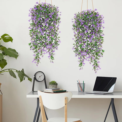 TOCHGREEN 4Pcs Artificial Hanging Plants Fern Vine, Faux Plastic Plants Fake Ivy Vine Greenery