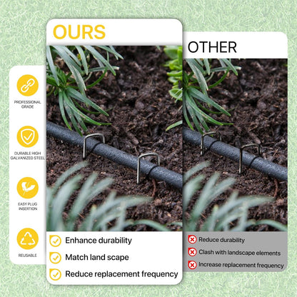 Landscape Staples 6inch,11Gauge Galvanized Lawn Staples, Sturdy Garden Stakes for Effortlessly
