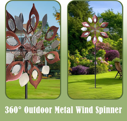 GUAGUA Classical Metal Wind Spinner Outdoor, 360 Degrees Swivel Wind Spinners for Yard and Garden