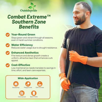 Outsidepride Combat Extreme Southern Zone Grass Seeds for Lawn - 50 lbs. SPF 30 Heat & Drought