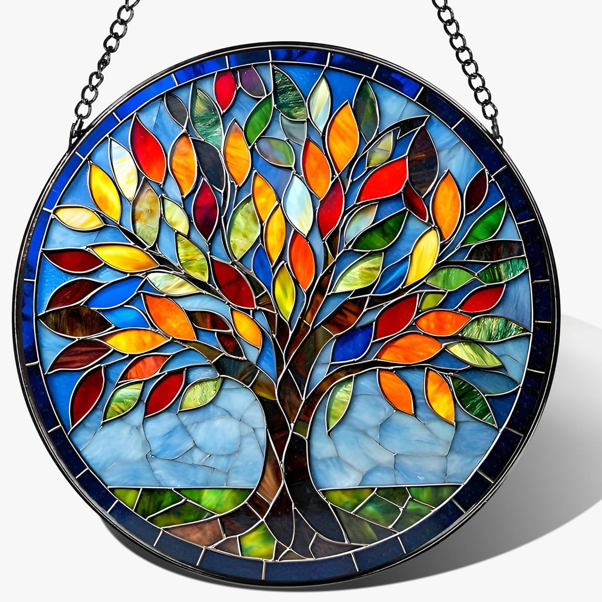 8-Inch Stained Glass Ornament, Stained Glass Window Hanging, Suncatcher Window Hanging, Home Decor