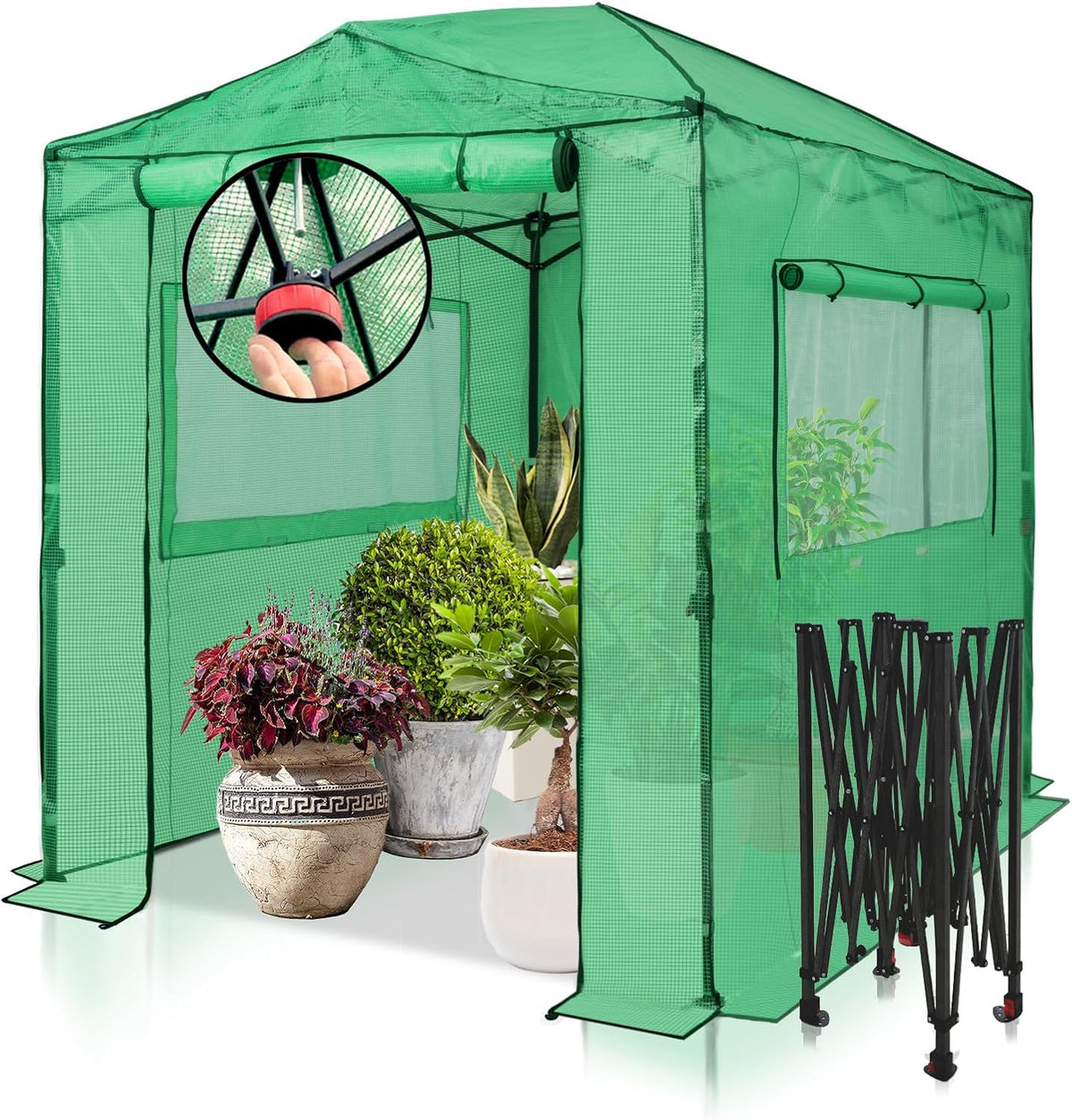EAGLE PEAK Instant Pop-up Greenhouse, Indoor Outdoor Plant Gardening Green House, Roll-Up Zipper
