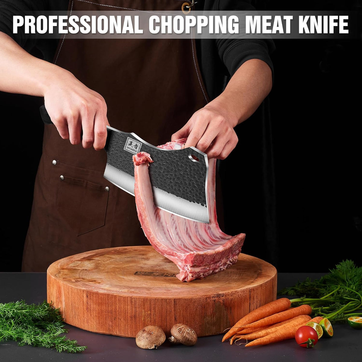 ENOKING 7.1″ Butcher Knife & Chef’s Knives – Hand Forged High Carbon Stainless Steel, Full Tang for