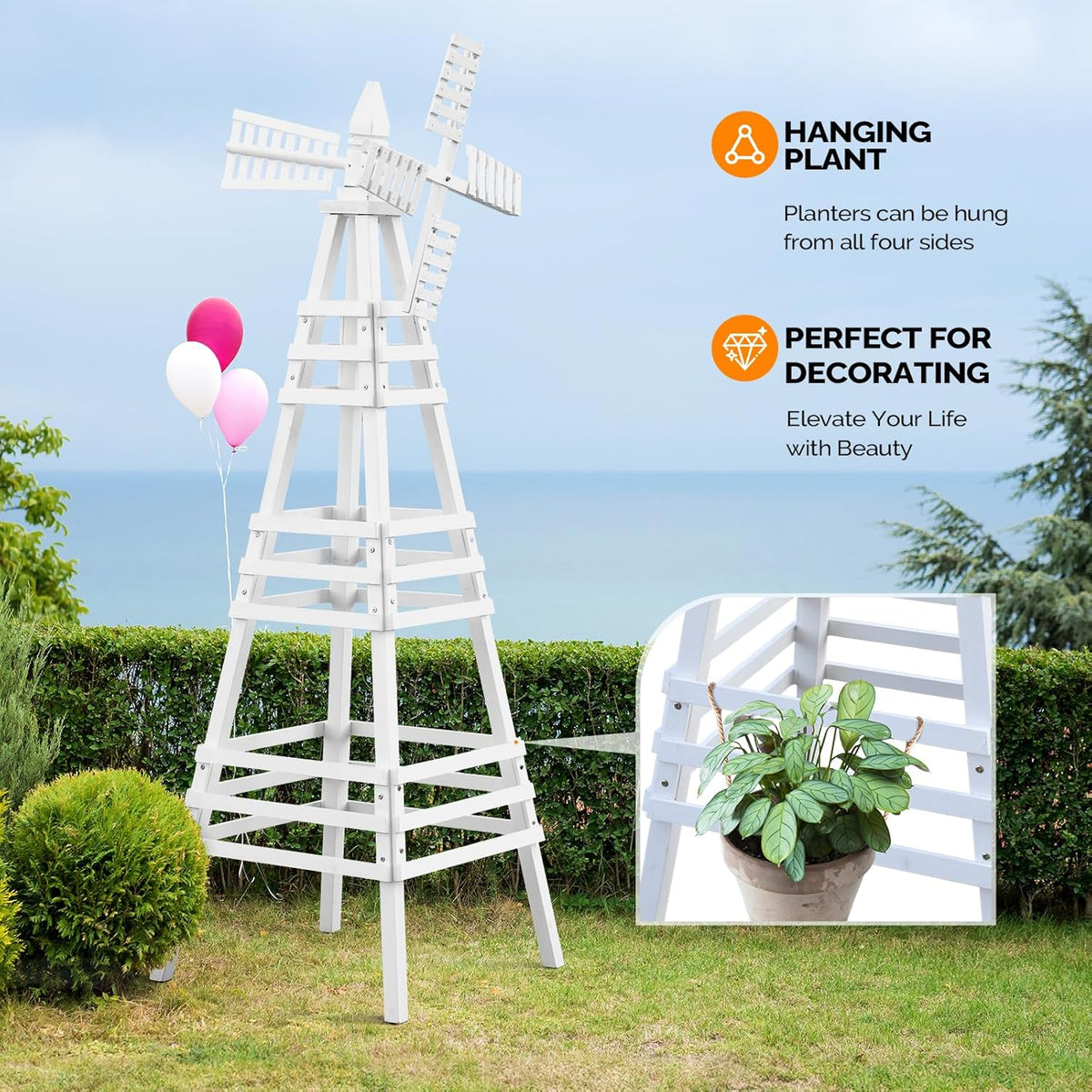 Wooden Windmill, Weather-Proof Wind Spinner, Outdoor Wind Mill for Garden Lawn Patio Decoration